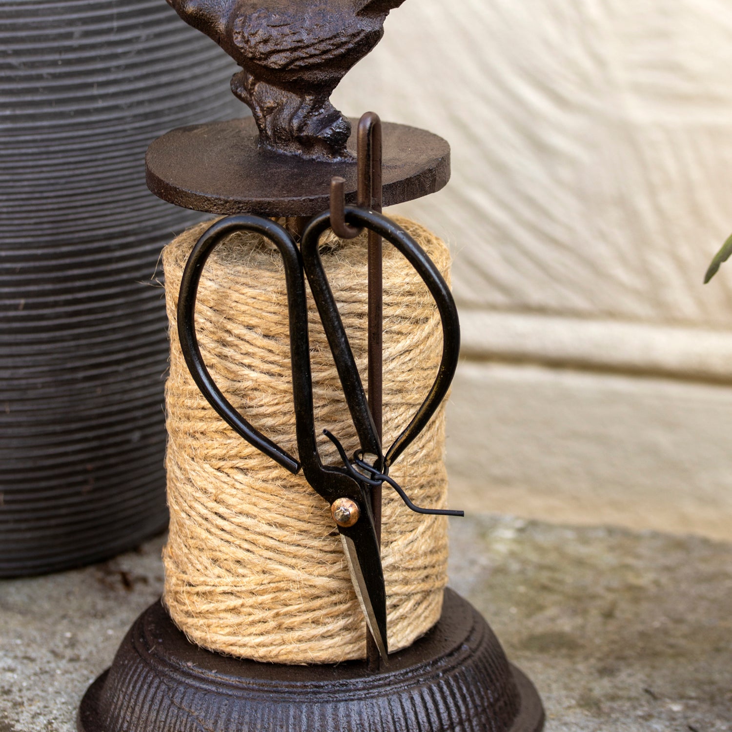 Cast Iron Robin String Tidy & Scissors Set