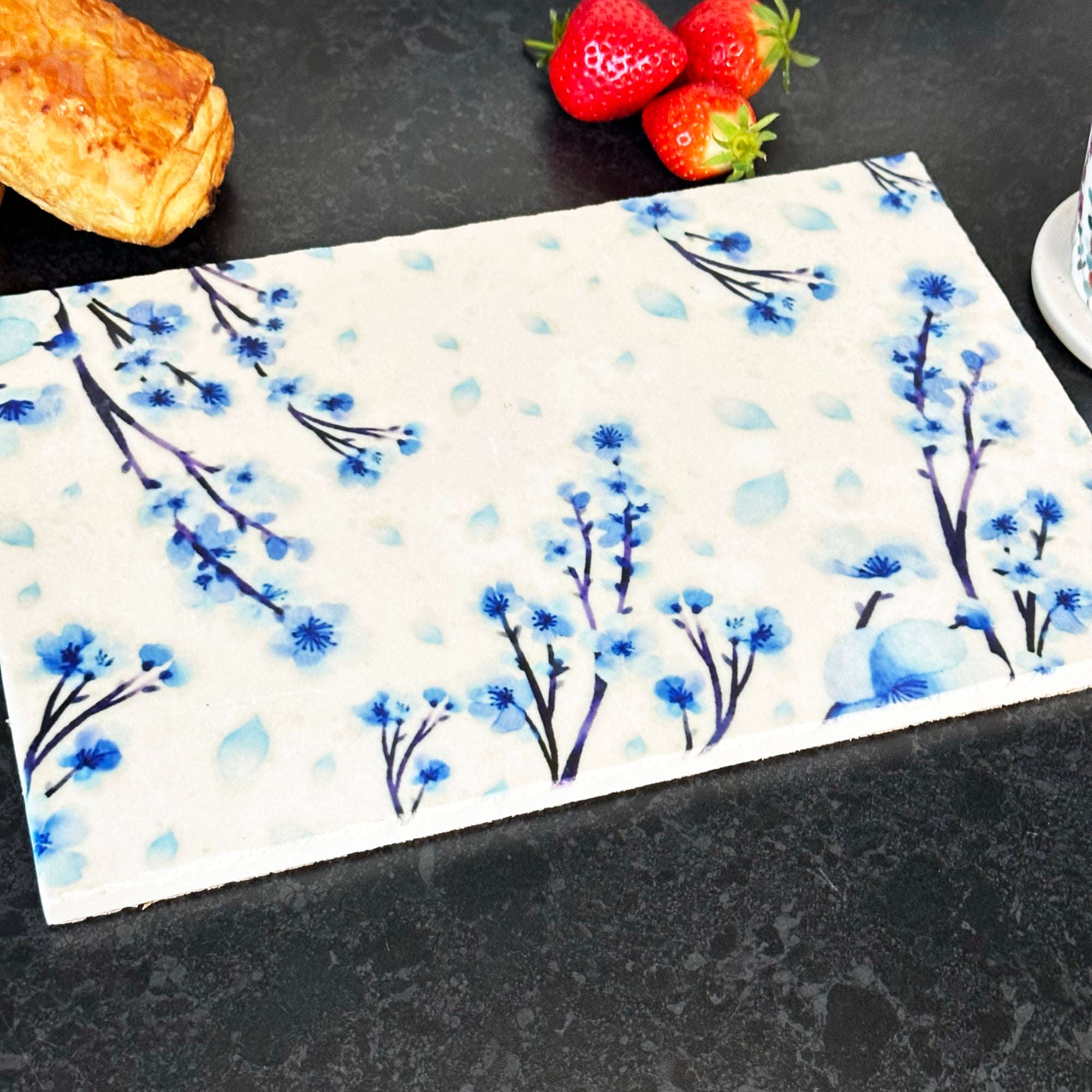 Marble Blue Blossom Sharing Board