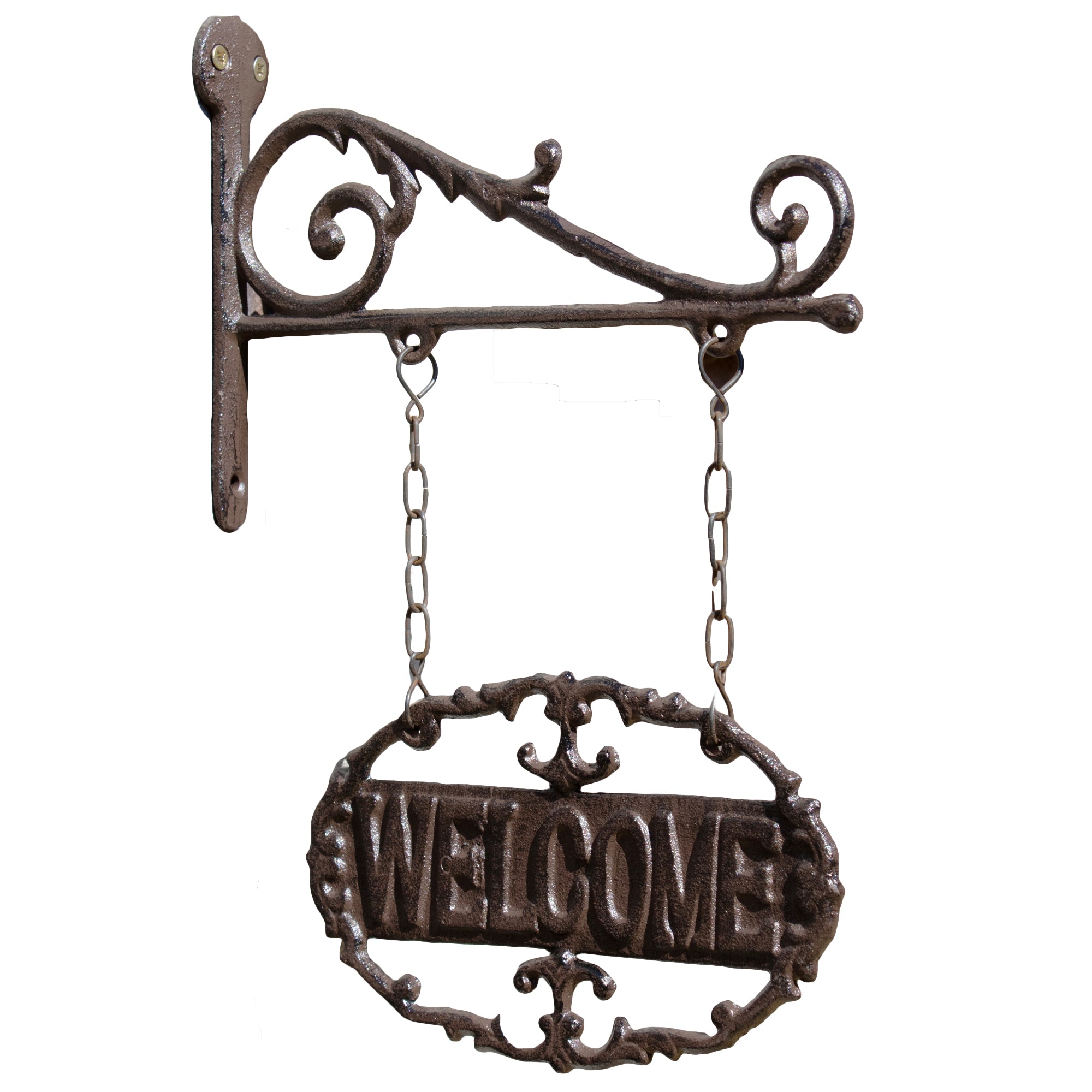 Cast Iron Welcome Sign With Wall Bracket