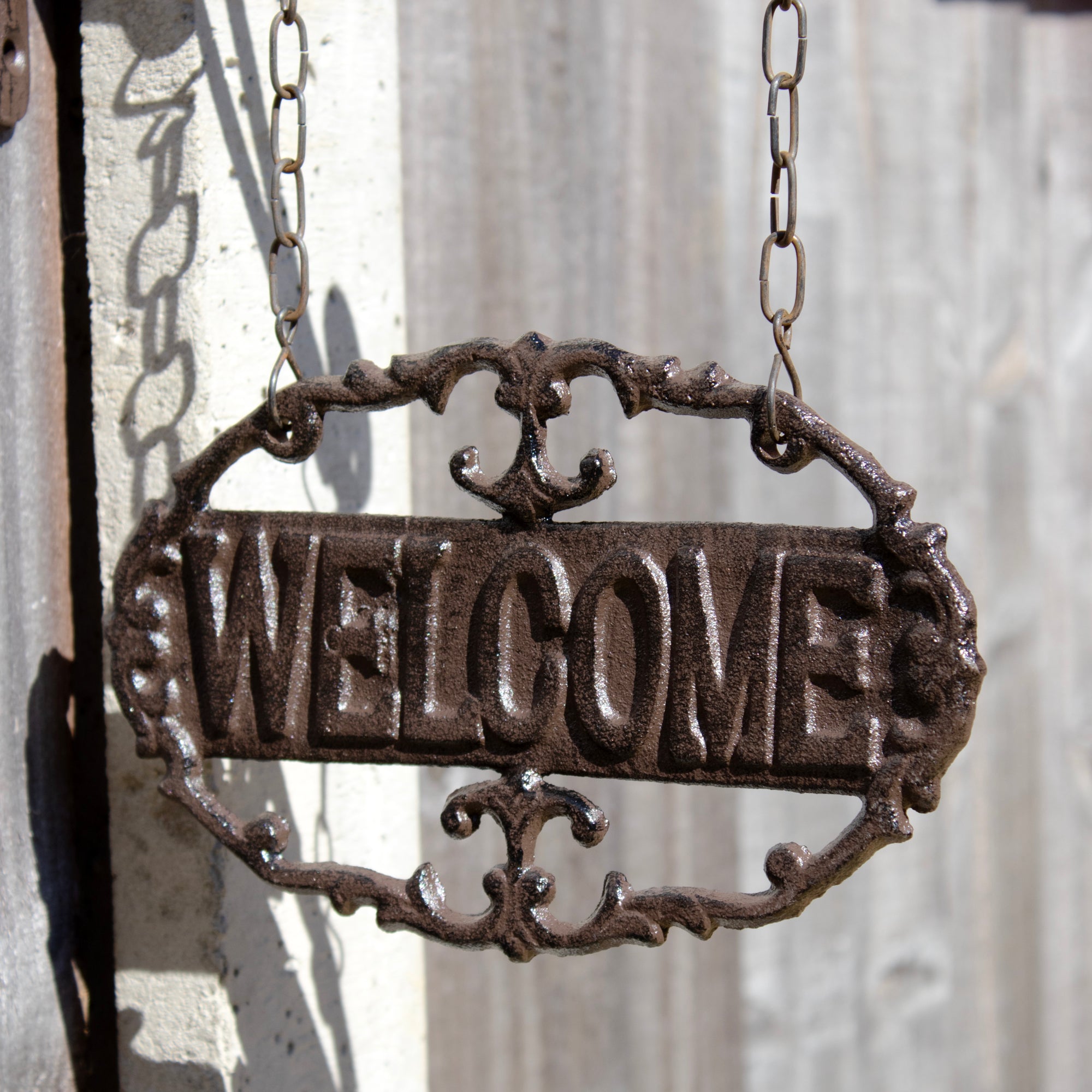 Cast Iron Welcome Sign With Wall Bracket