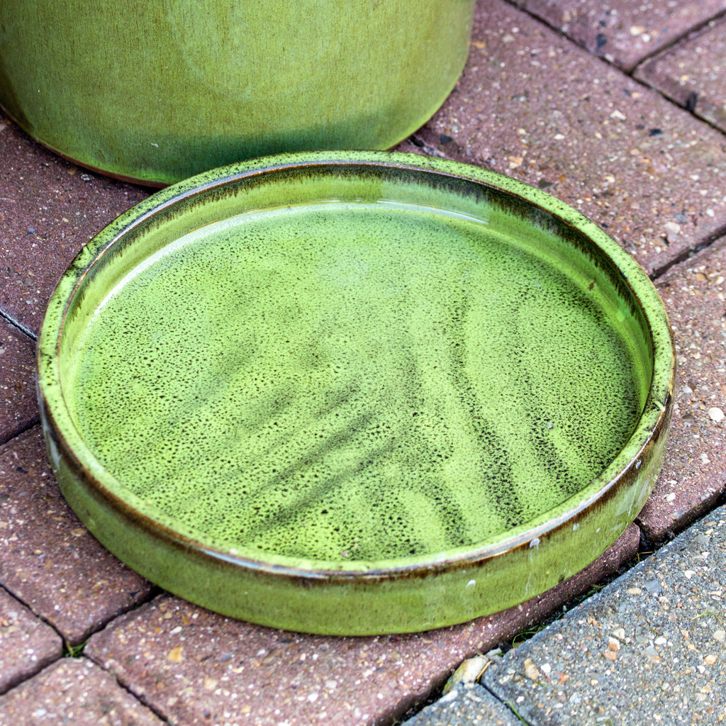 Green Glaze Ceramic Plant Pot & Saucer