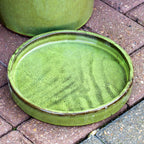Green Glaze Ceramic Plant Pot & Saucer
