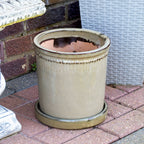 Grey Glaze Ceramic Plant Pot & Saucer