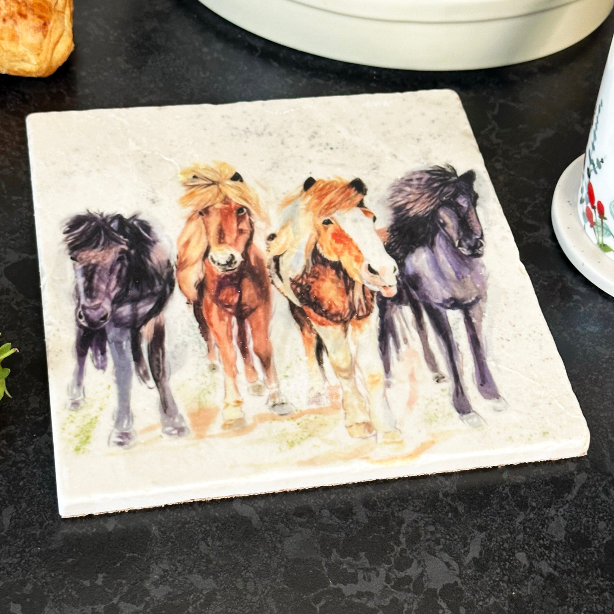 Handmade Marble Pony Club Trivet
