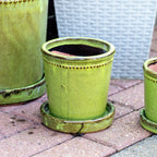Green Glaze Ceramic Plant Pot & Saucer