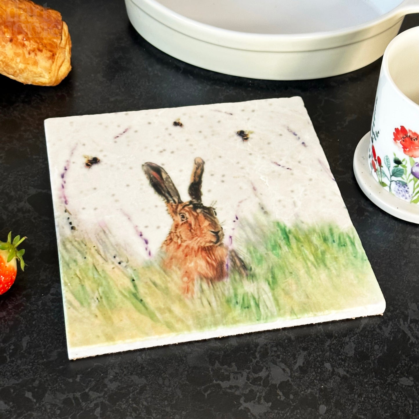 Handmade Marble Hare Trivet