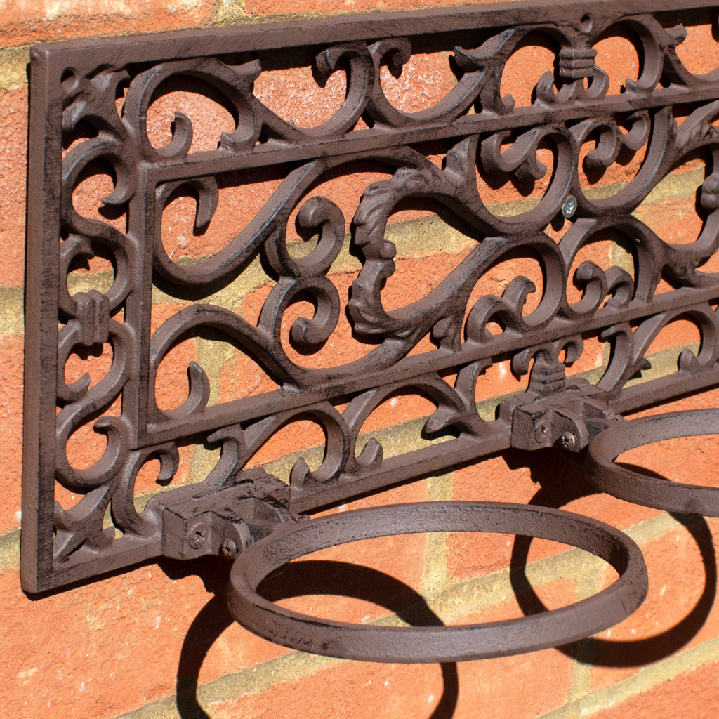Lattice Cast Iron Triple Wall Plant Pot Holder