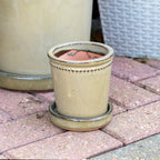 Grey Glaze Ceramic Plant Pot & Saucer