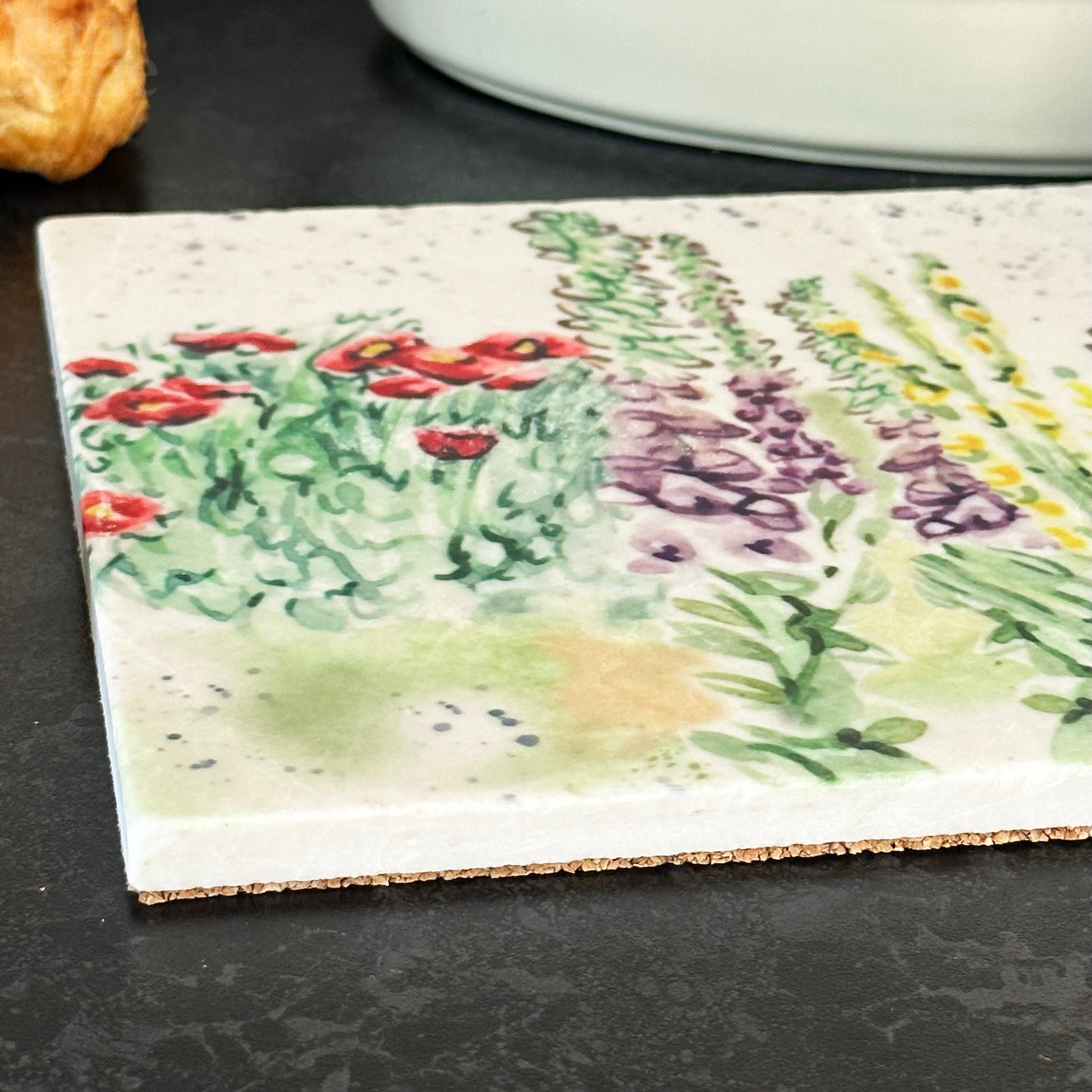 Handmade Marble Floral Splash Trivet