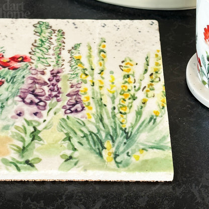 Handgefertigter Untersetzer aus Marmor mit Blumenmuster