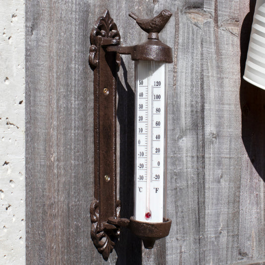 Cast Iron Bird Wall Thermometer