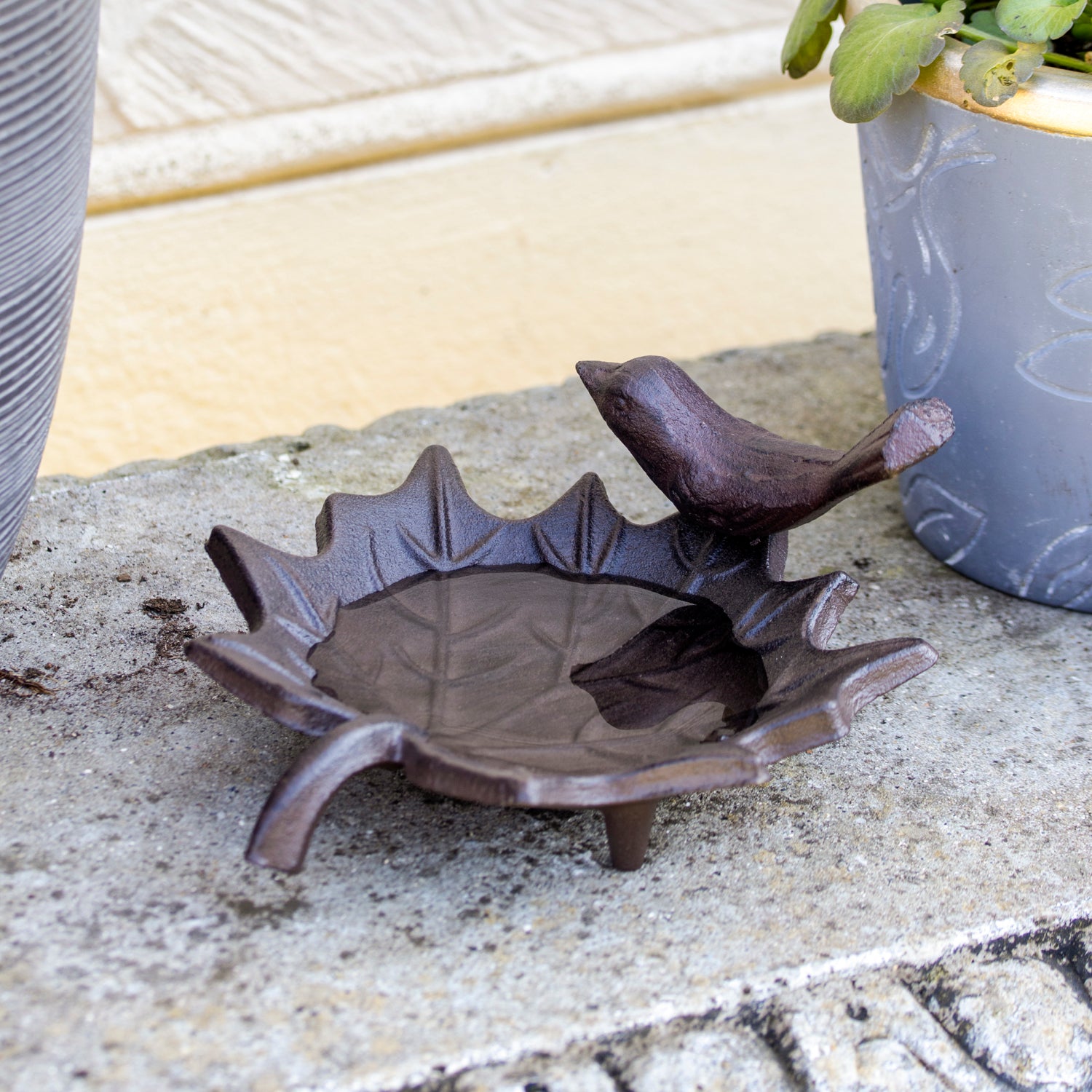 Cast Iron Leaf Shaped Bird Bath