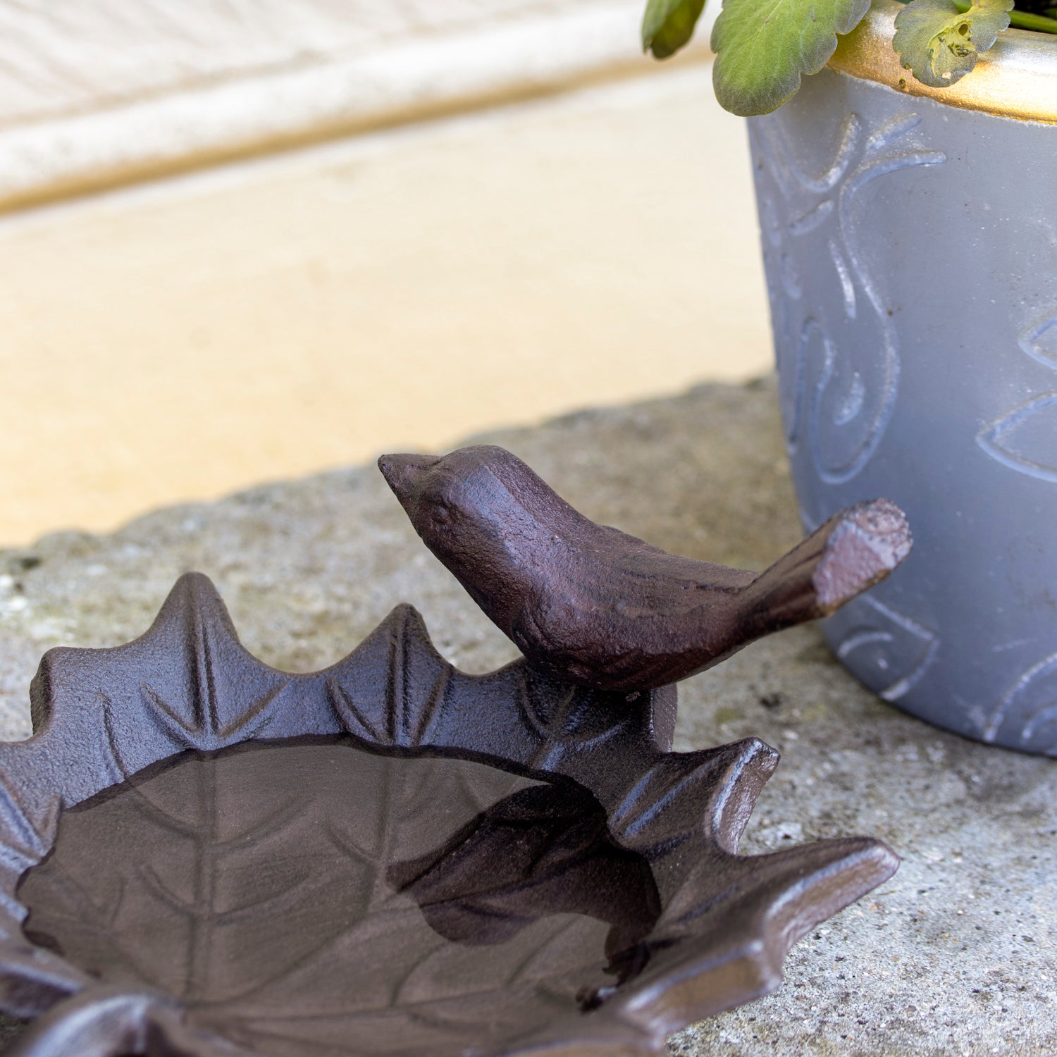 Cast Iron Leaf Shaped Bird Bath