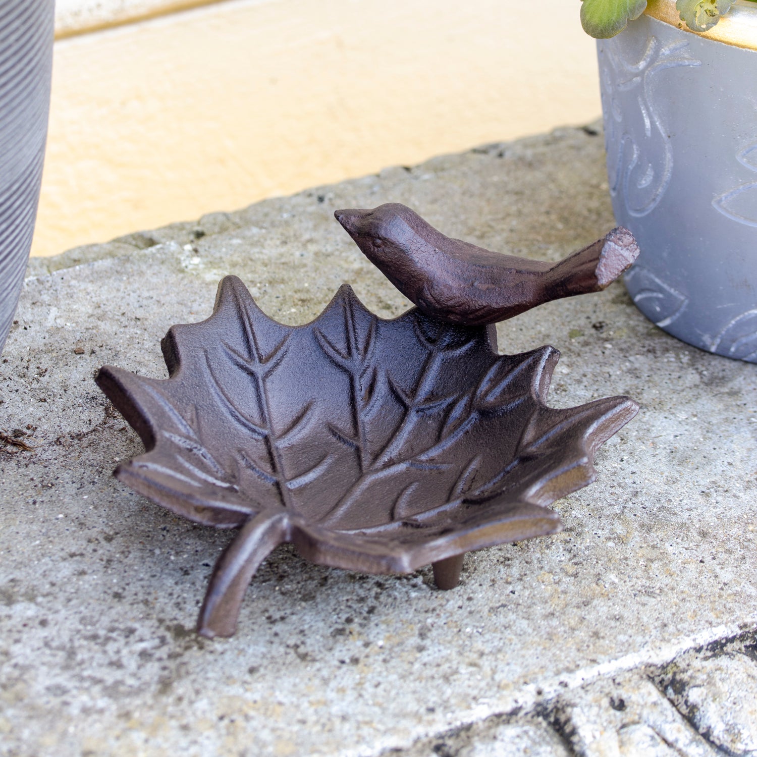 Cast Iron Leaf Shaped Bird Bath