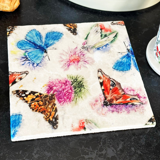 Marble Country Butterflies Trivet