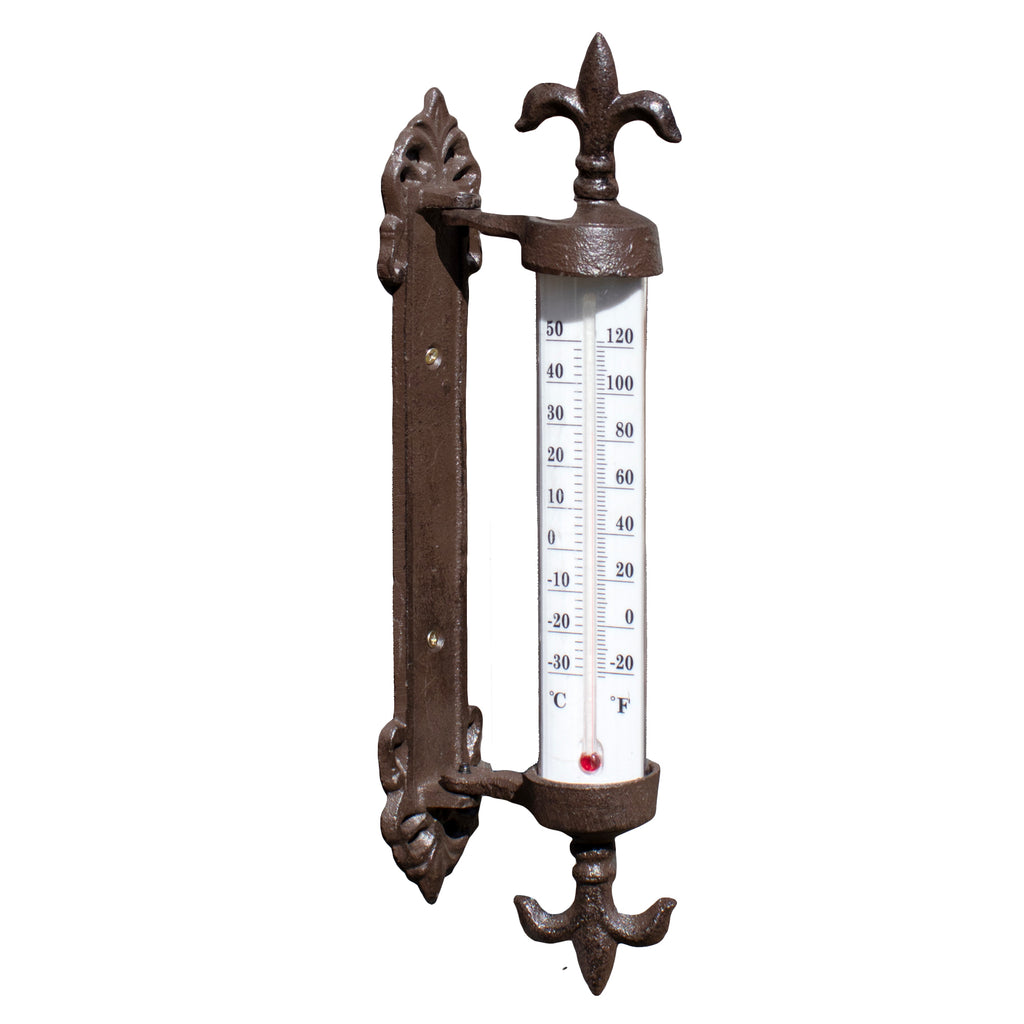 Cast Iron Fleur-de-Lis Wall Thermometer