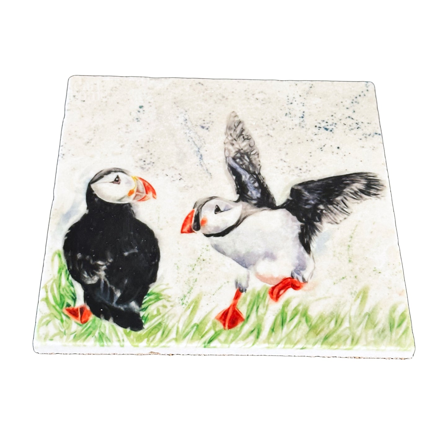 Handmade Marble Puffin Trivet