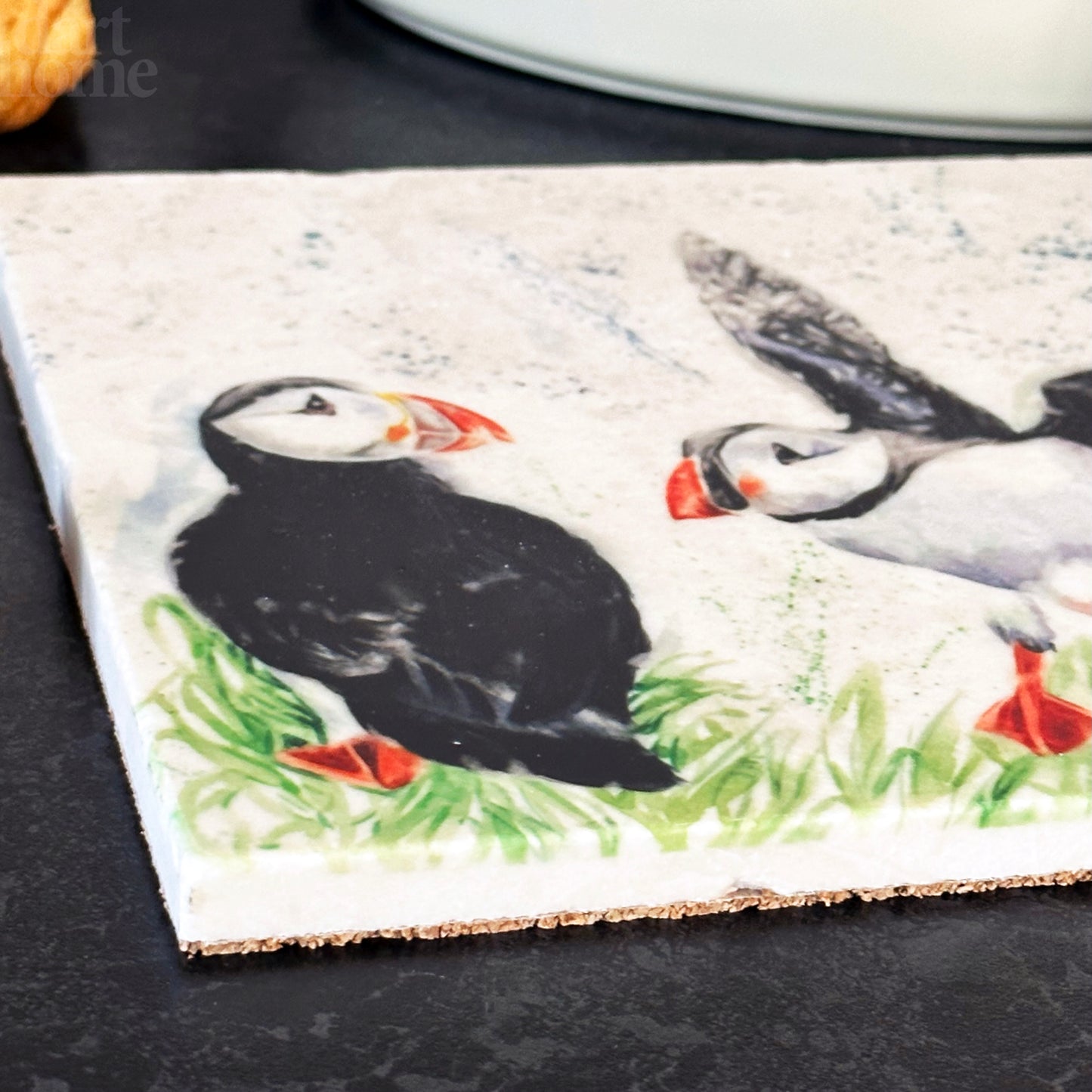 Handmade Marble Puffin Trivet