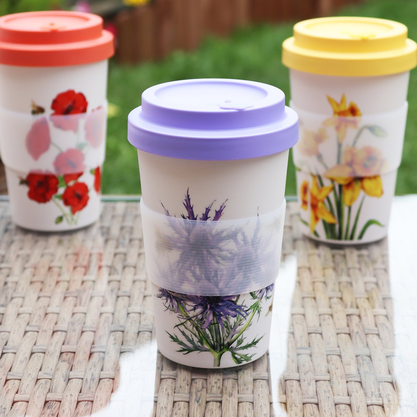 Purple Thistle Flower Travel Mug