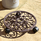 Round Lattice Cast Iron Plant Trolley