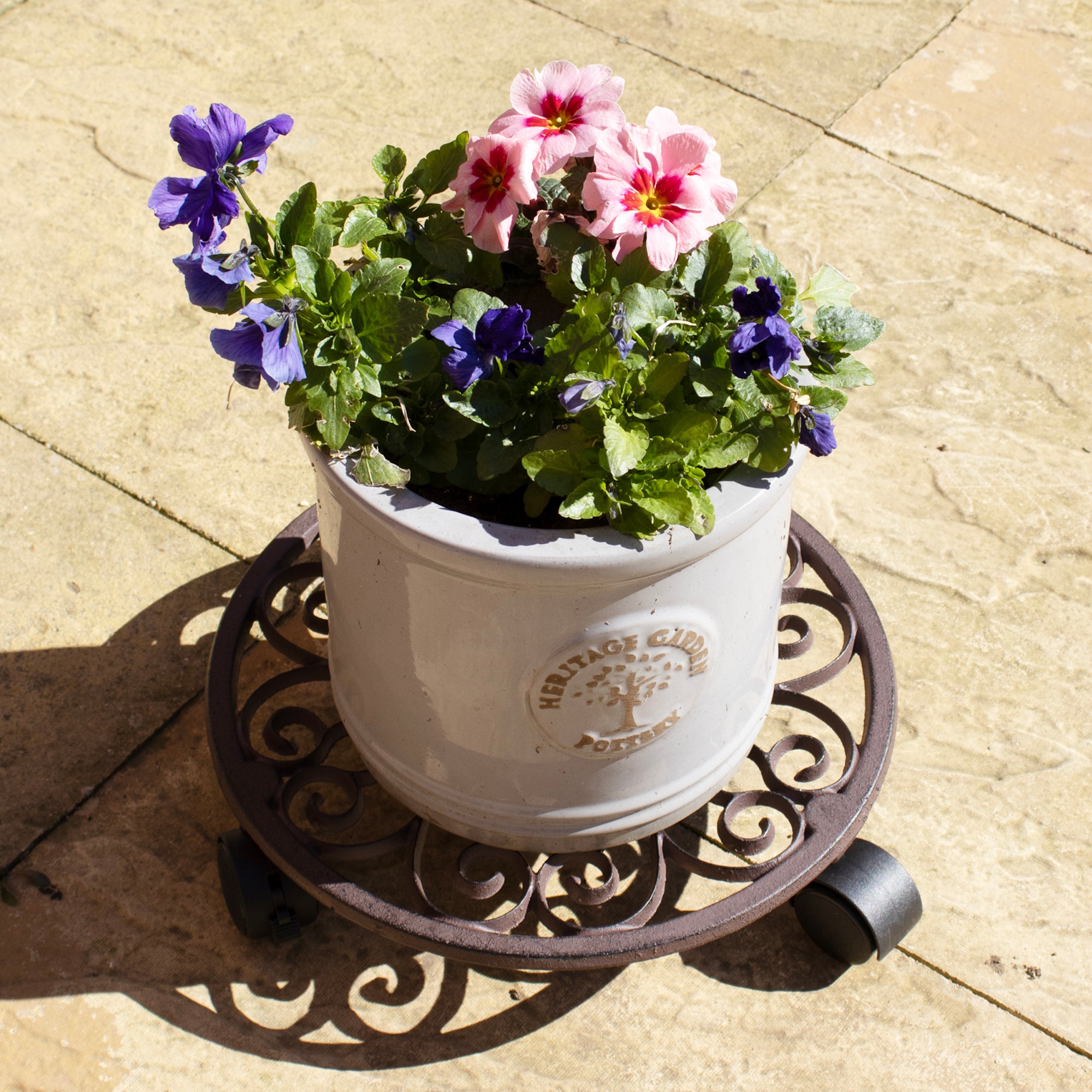 Round Lattice Cast Iron Plant Trolley