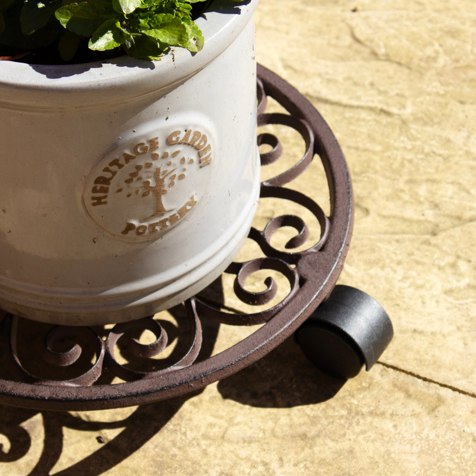 Round Lattice Cast Iron Plant Trolley