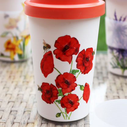 Red Poppy Flower Travel Mug