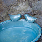 Oval Blue Ceramic Bird Bath