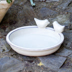 Oval White Ceramic Bird Bath