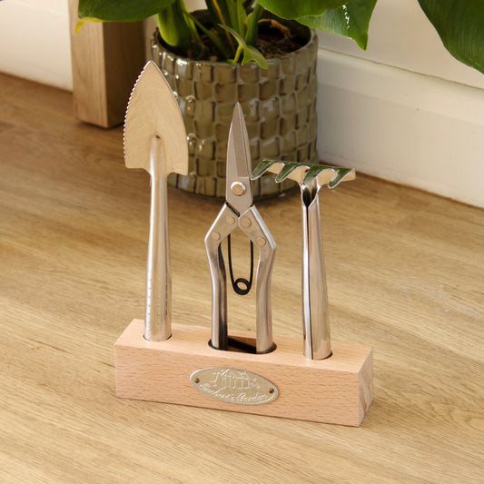 Indoor Garden Tools Set With Wooden Holder