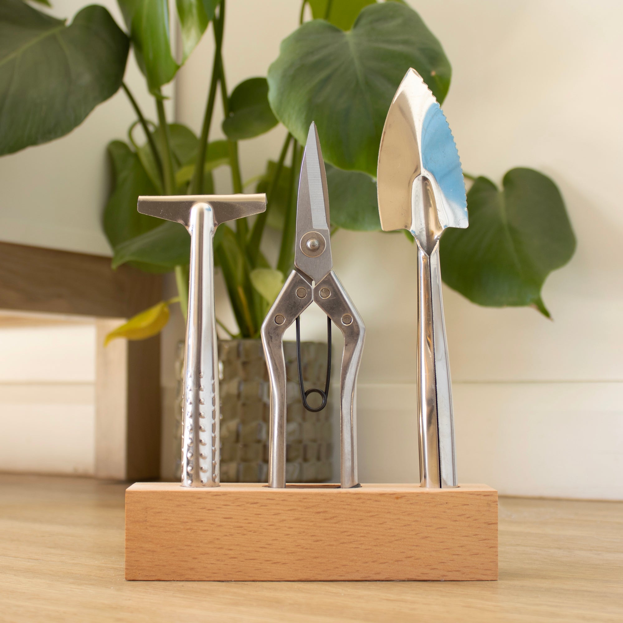 Indoor Garden Tools Set With Wooden Holder