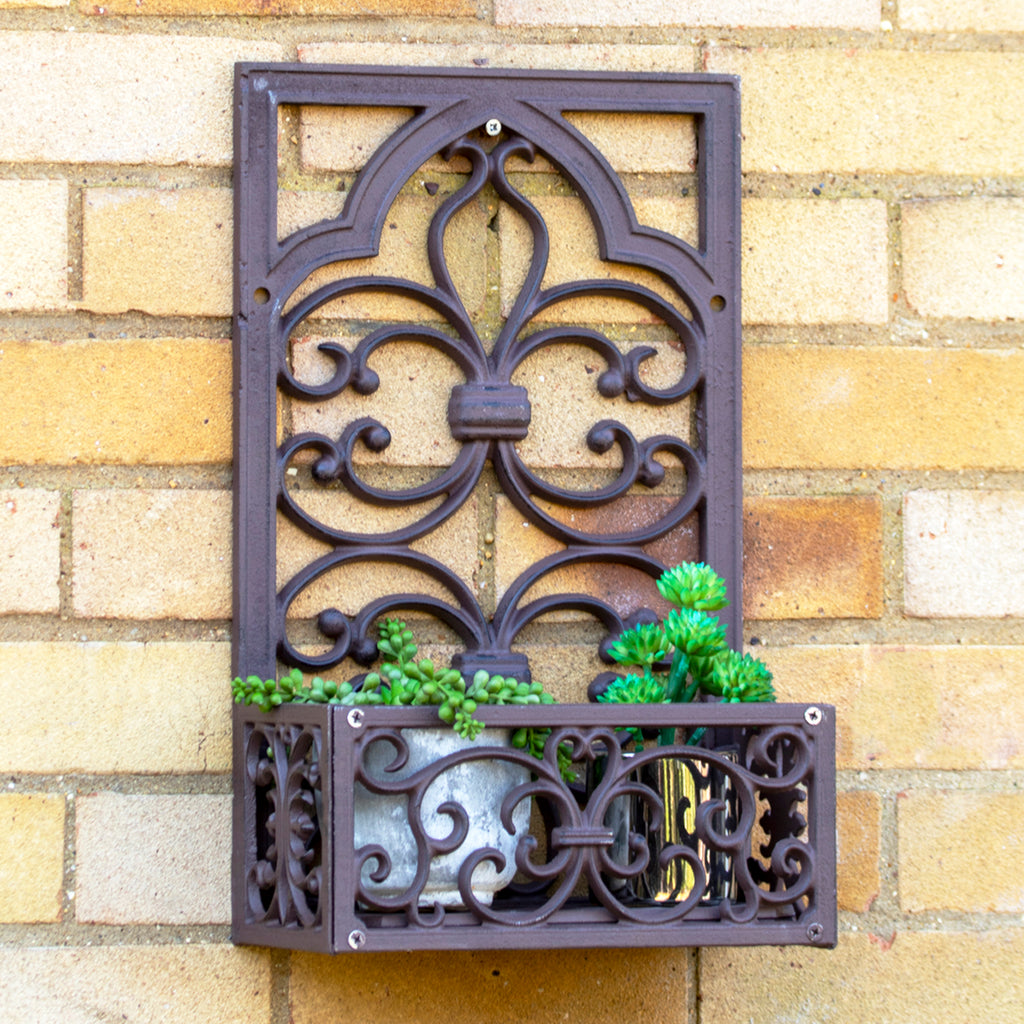 Cast Iron Scroll Rectangle Window Frame Wall Planter