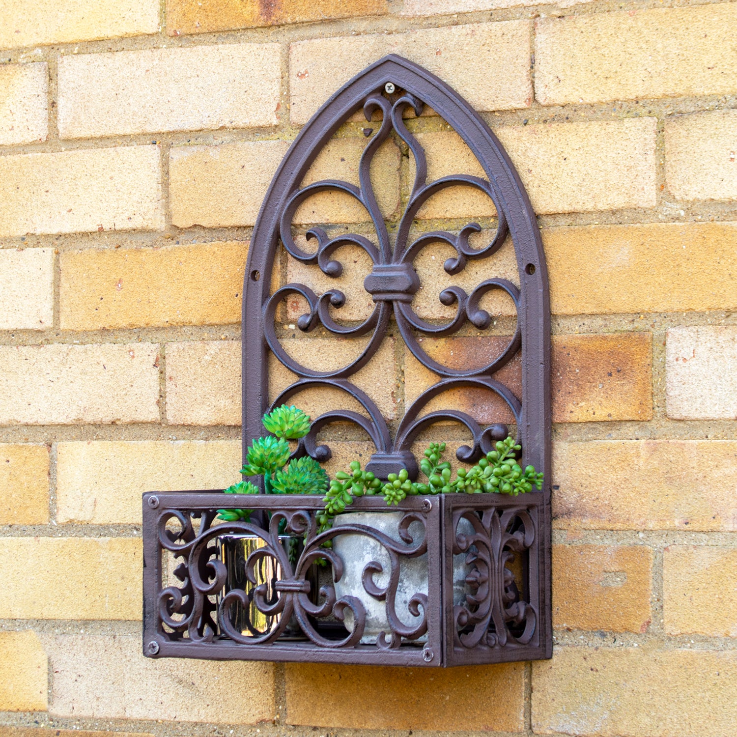 Cast Iron Scroll Arch Window Frame Wall Planter