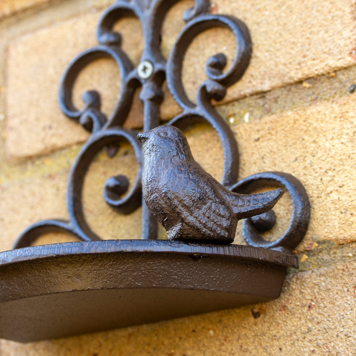 Vogeltränke aus Gusseisen mit verzierter Wand