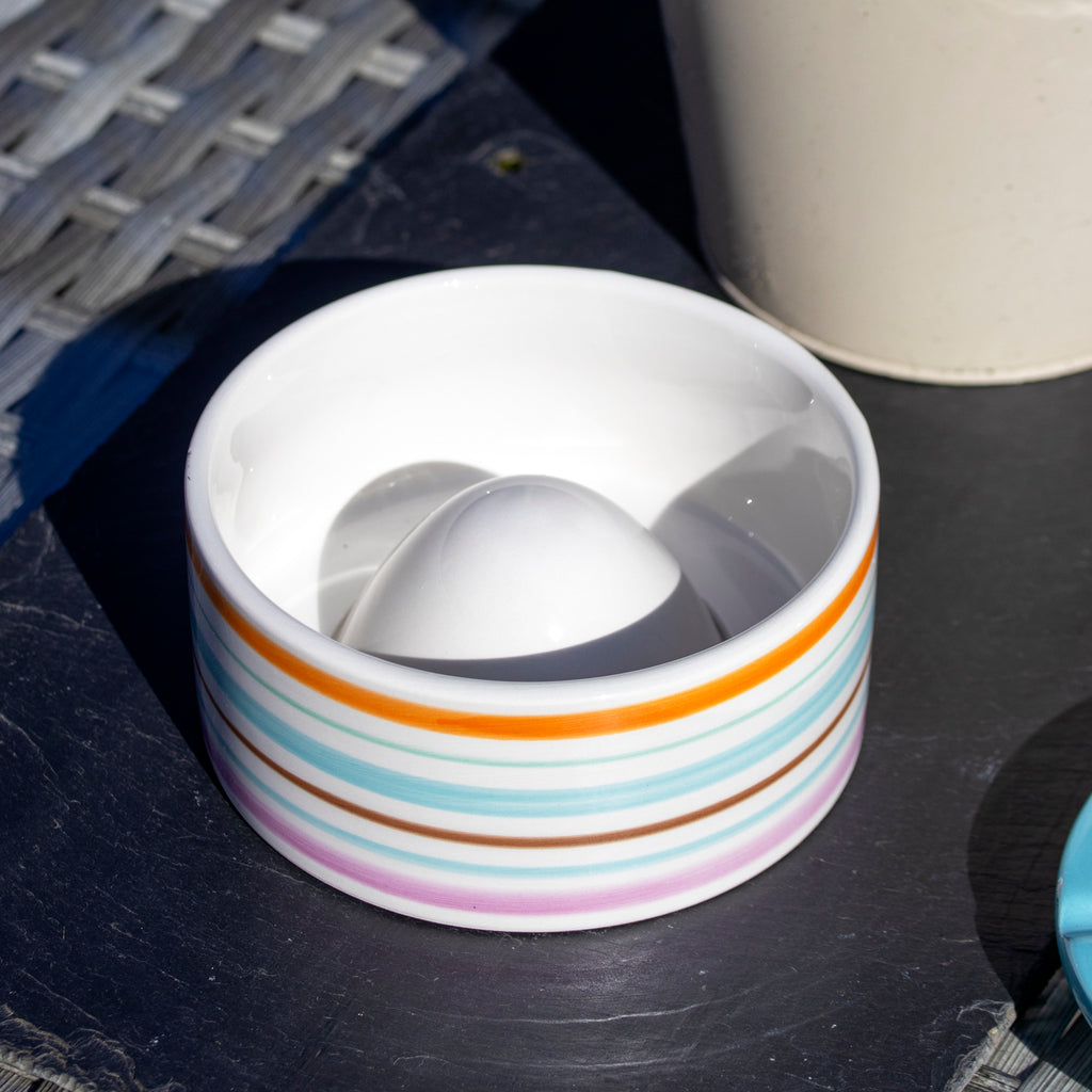 Blue Striped Ceramic Ashtray