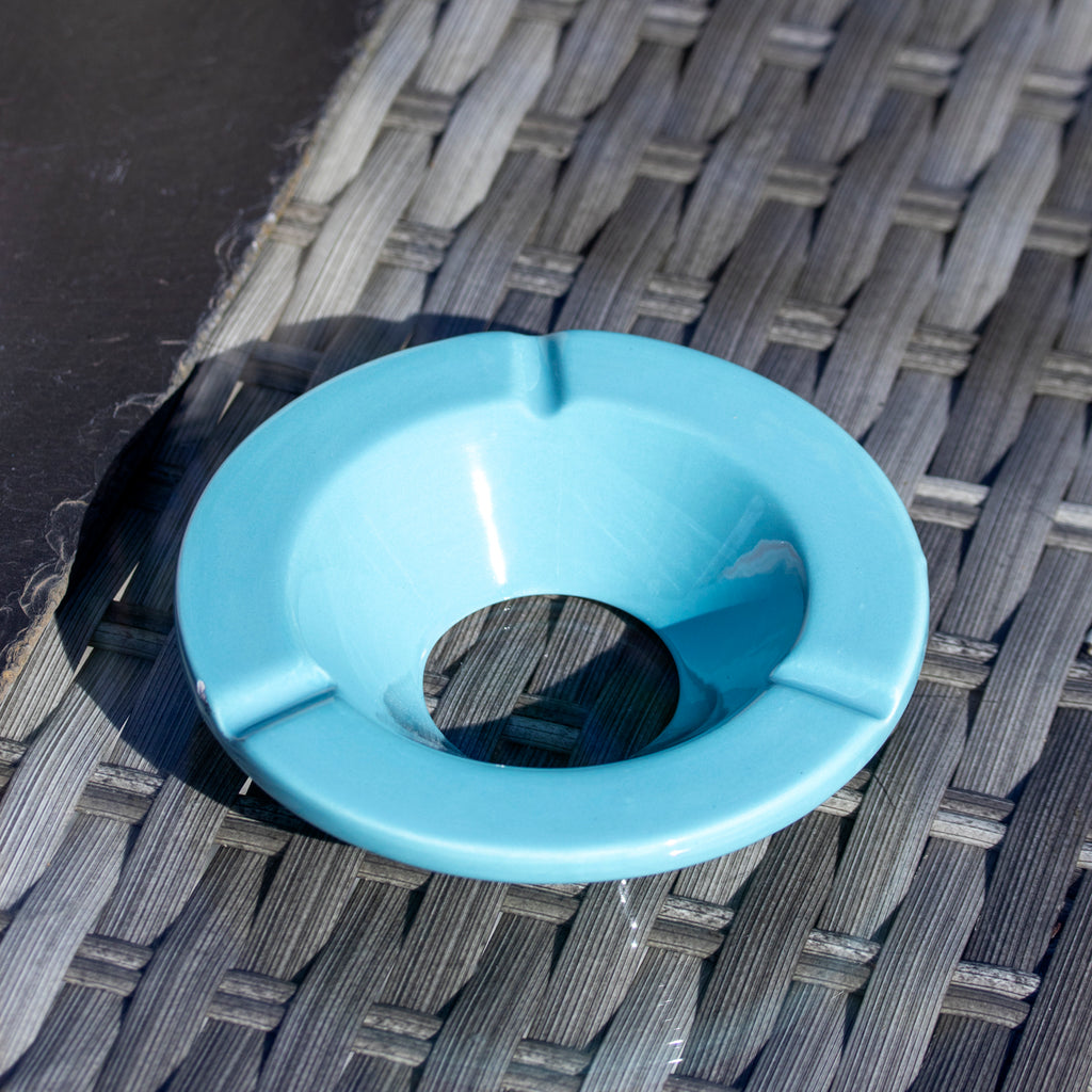 Blue Striped Ceramic Ashtray