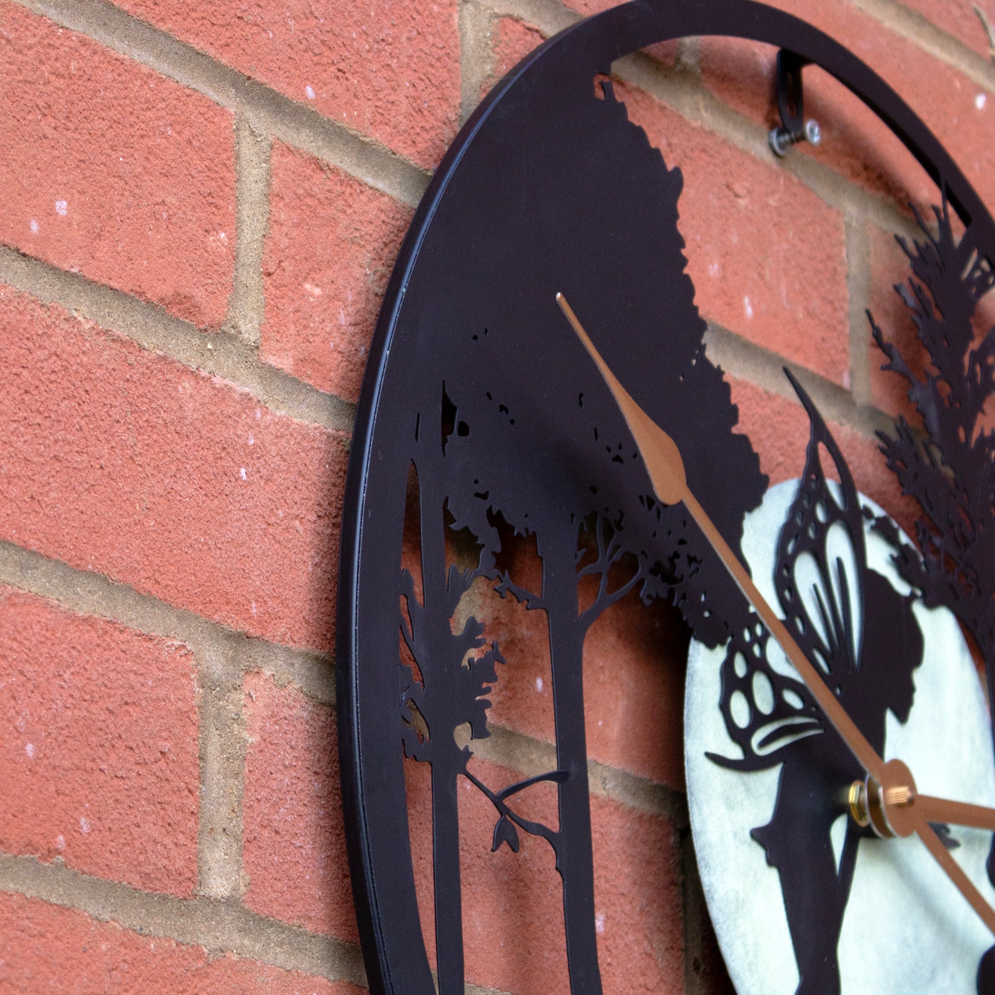Forest Fairy Silhouette With Glowing Moon Garden Clock