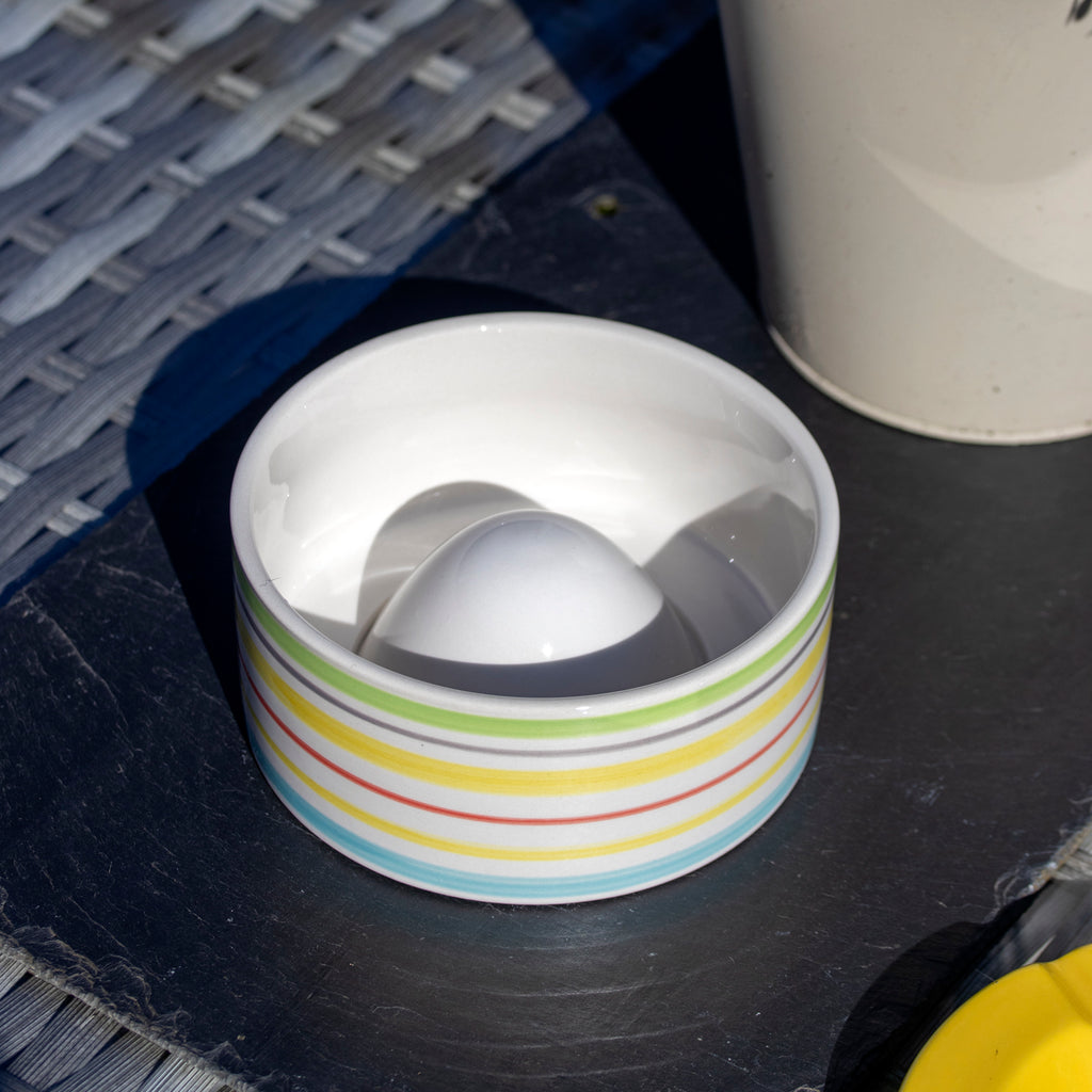 Yellow Striped Ceramic Ashtray