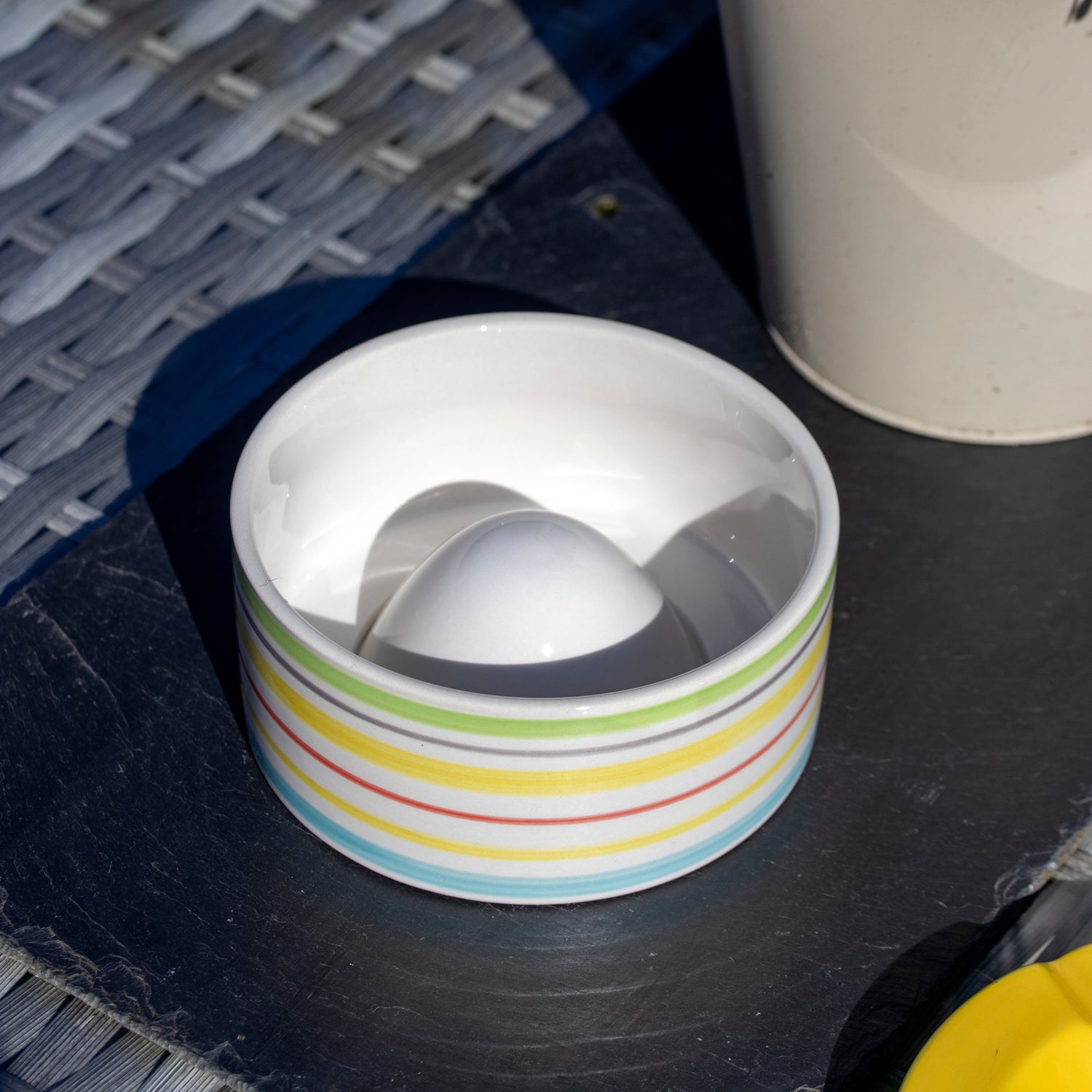 Yellow Striped Ceramic Ashtray