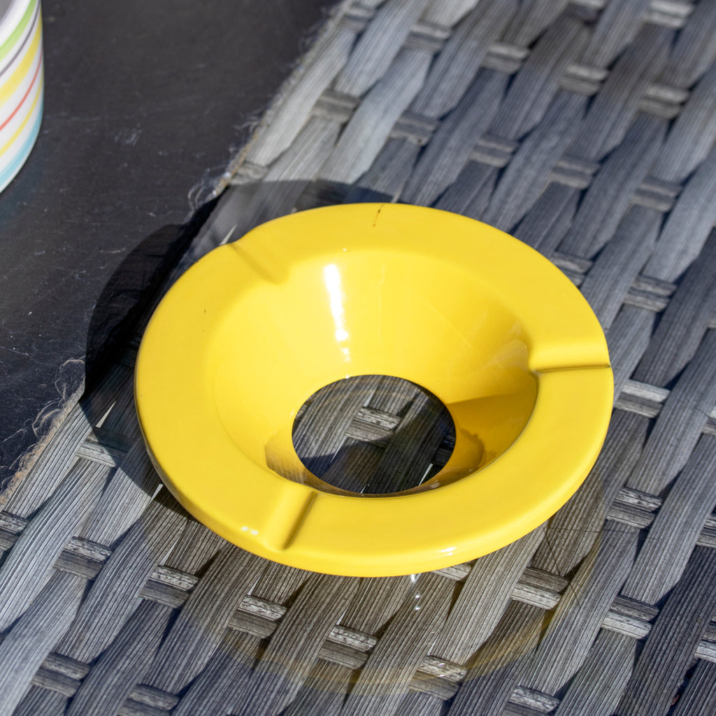 Yellow Striped Ceramic Ashtray