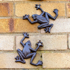 Set Of 2 Cast Iron Frog Wall Decorations