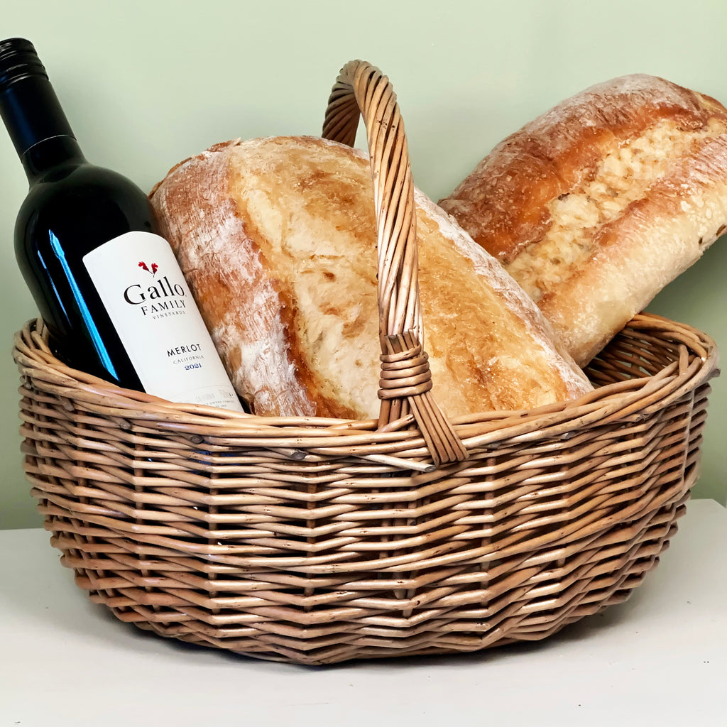 Antique Wash Willow Shopping Basket