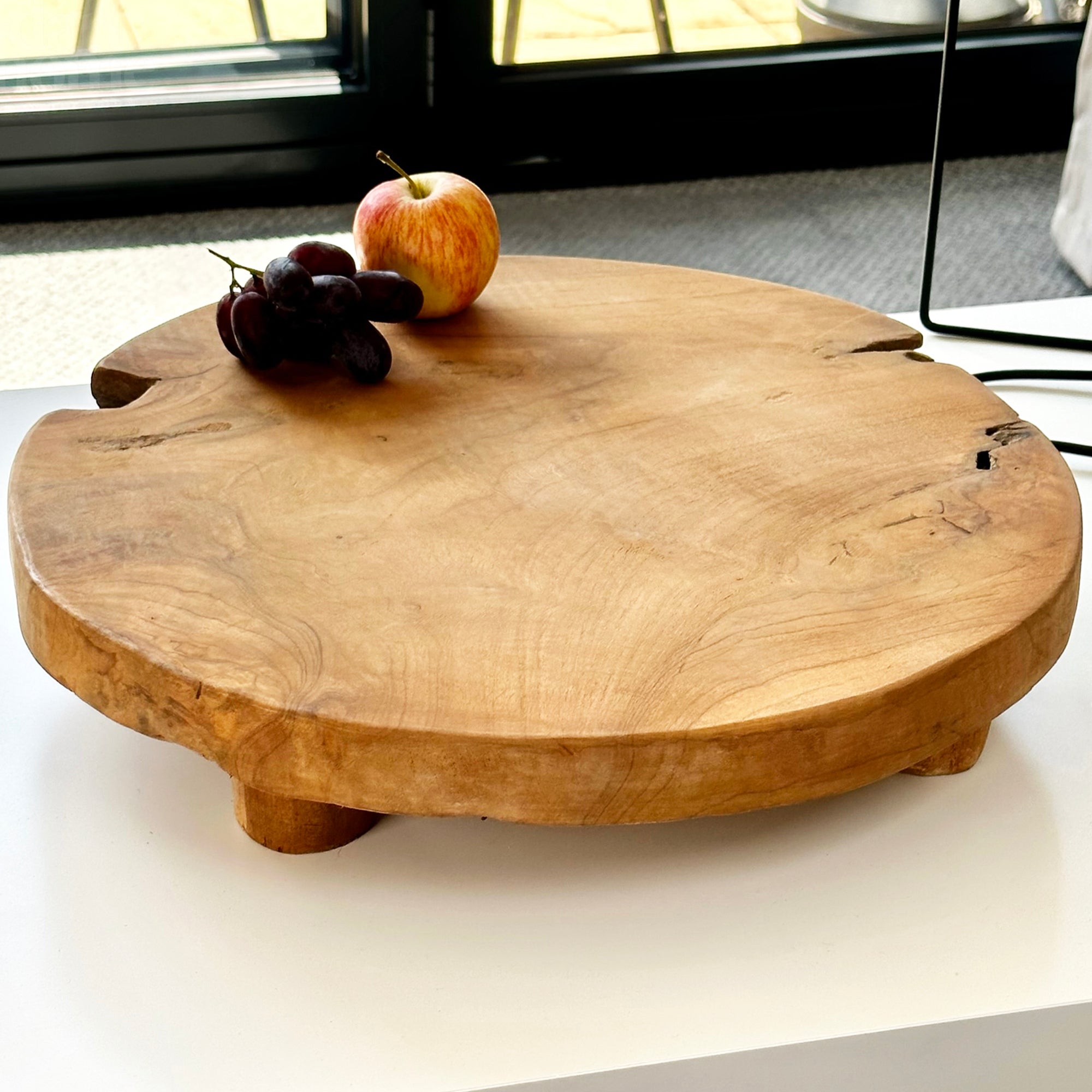 Teak Root Mushroom Serving Board With Feet