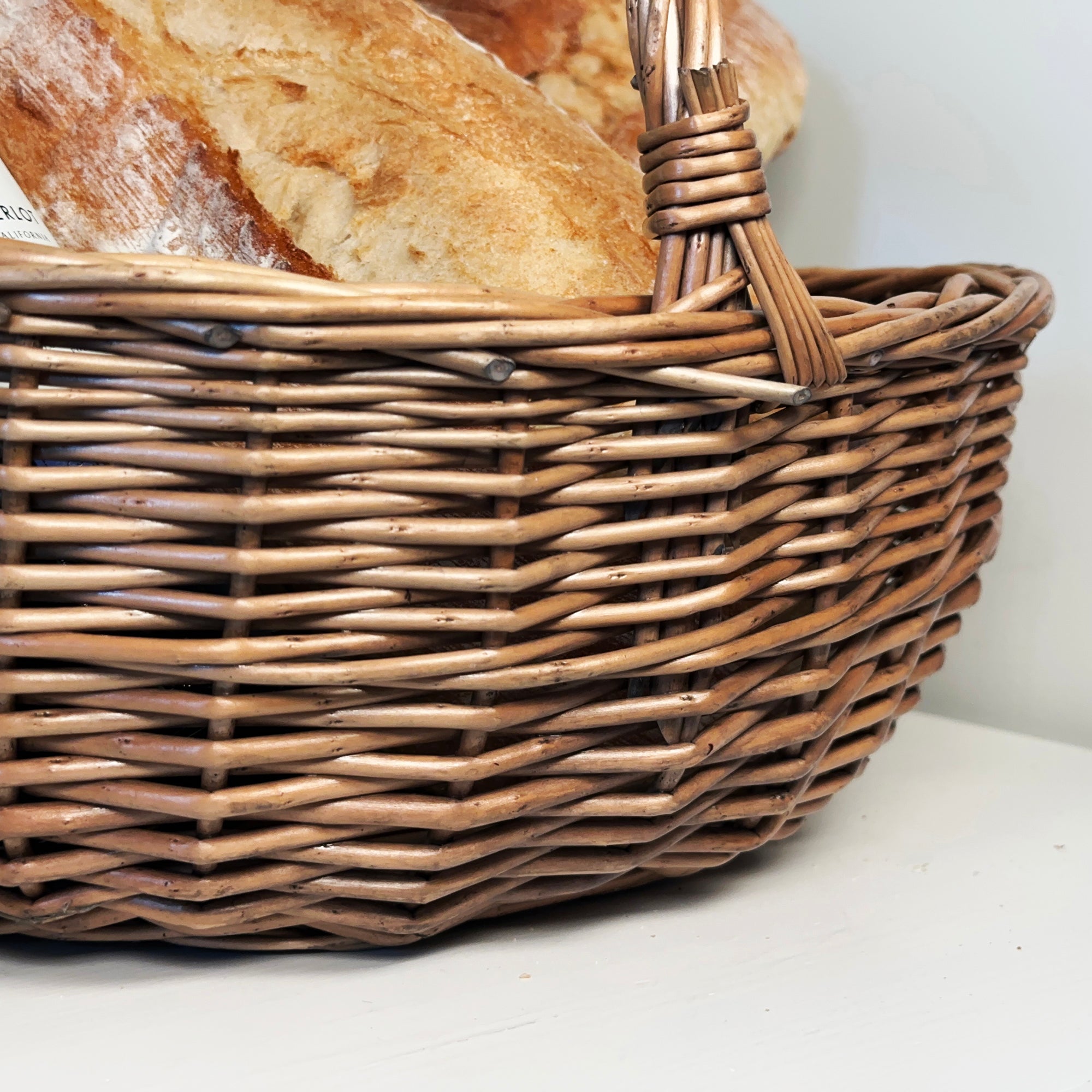 Antique Wash Willow Shopping Basket