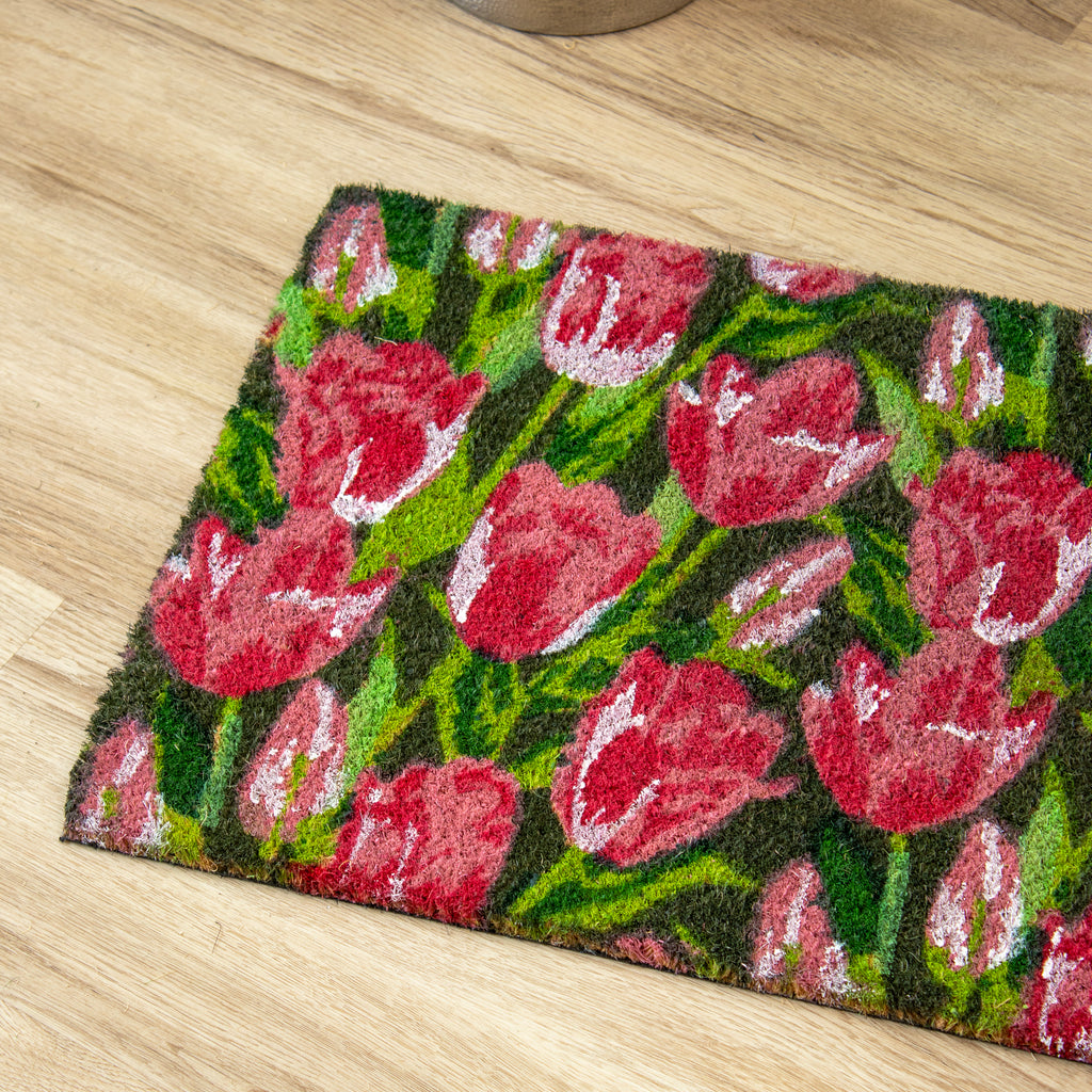Pink Tulips Print Doormat