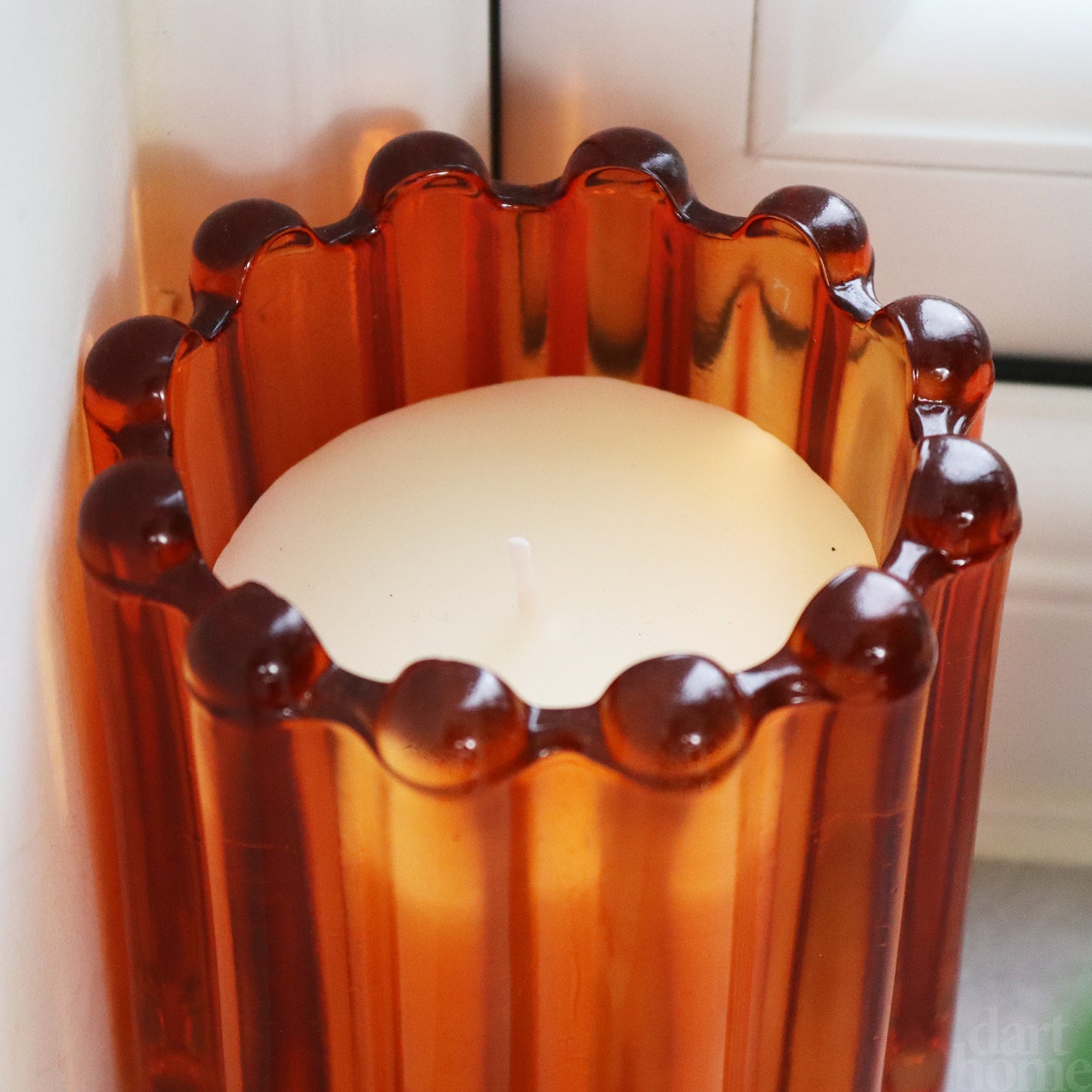 Orange Ribbed Glass Cedar And Jasmine Scented Candle