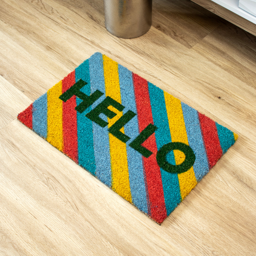 Bright Stripe Hello Doormat