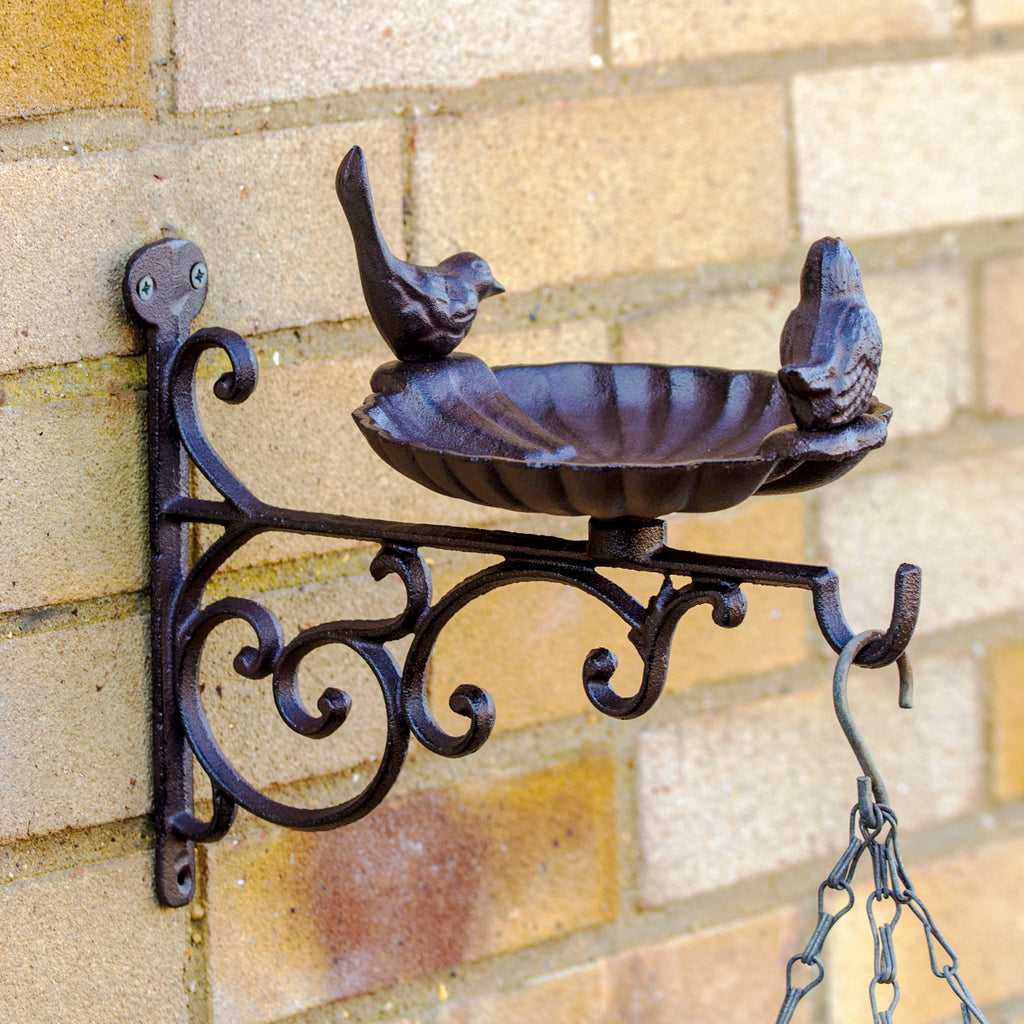 Cast Iron Oval Wall Bird Feeder & Hanging Basket Bracket