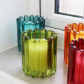 Green Ribbed Glass Cedar And Jasmine Scented Candle