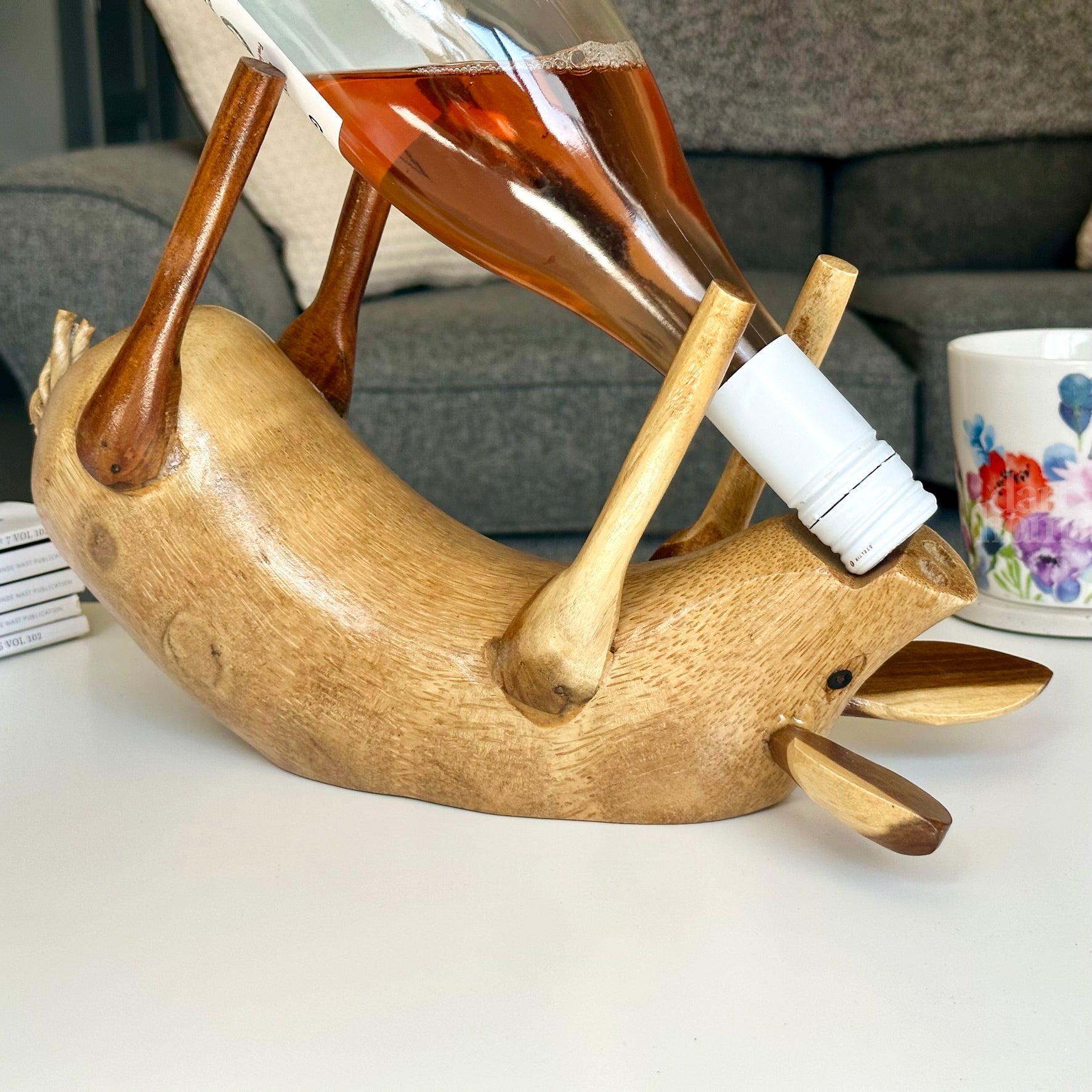 Rustic Drunken Pig Wine Bottle Holder